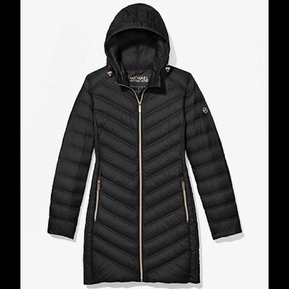 michael kors quilted nylon packable hooded puffer jacket